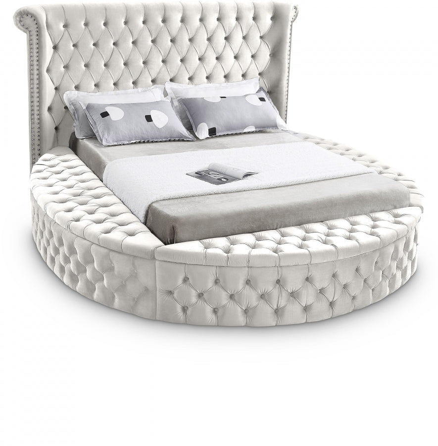 Luxus Cream Velvet Full Bed from Meridian - Luna Furniture