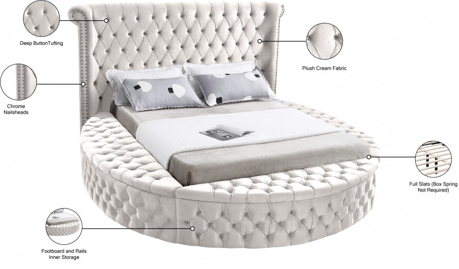 Luxus Cream Velvet Full Bed from Meridian - Luna Furniture