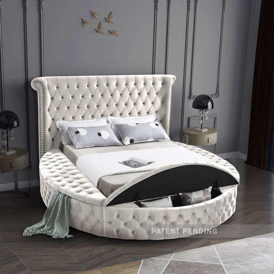 Luxus Cream Velvet Full Bed from Meridian - Luna Furniture