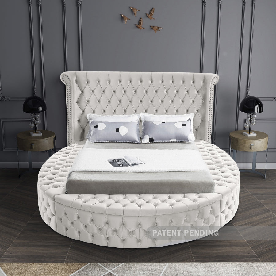 Luxus Cream Velvet Full Bed from Meridian - Luna Furniture