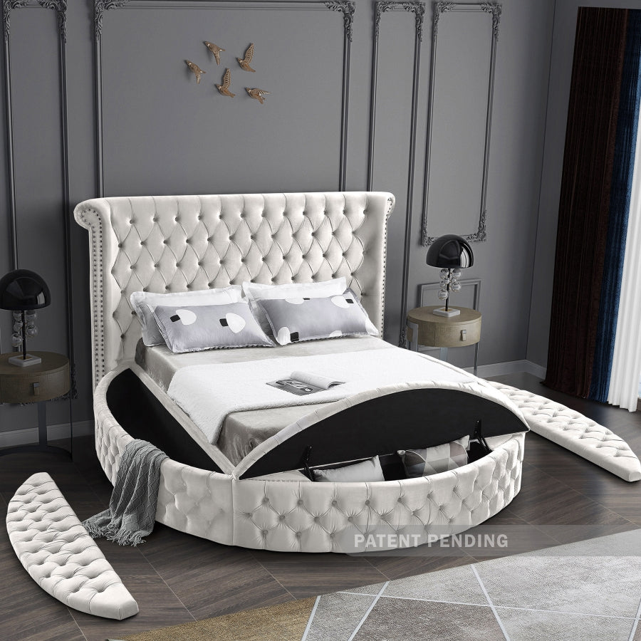 Luxus Cream Velvet Full Bed from Meridian - Luna Furniture