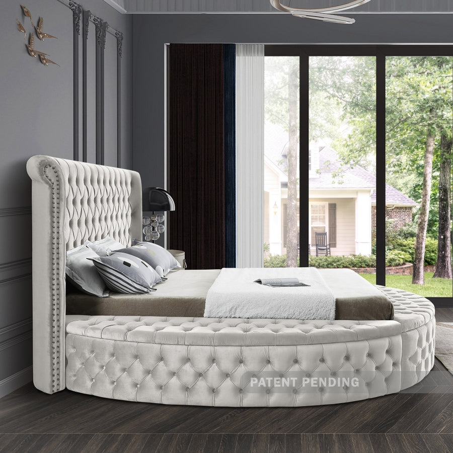 Luxus Cream Velvet Full Bed from Meridian - Luna Furniture