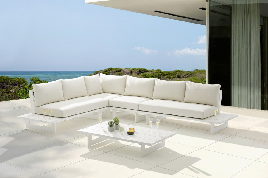 Maldives Cream Waterproof Fabric Outdoor Modular Sectional from Meridian - Luna Furniture