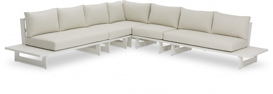 Maldives Cream Waterproof Fabric Outdoor Modular Sectional from Meridian - Luna Furniture