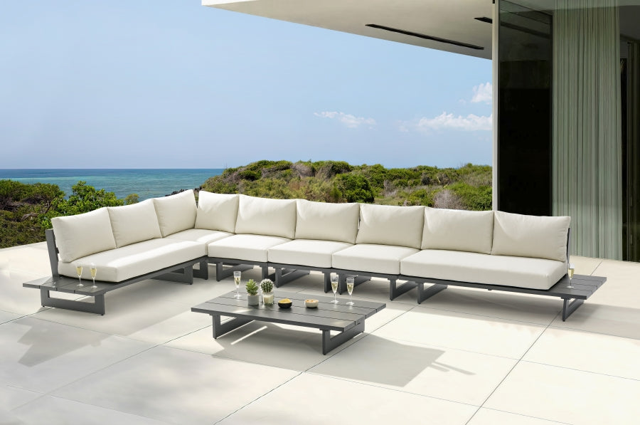 Maldives Cream Waterproof Fabric Outdoor Modular Sectional from Meridian - Luna Furniture