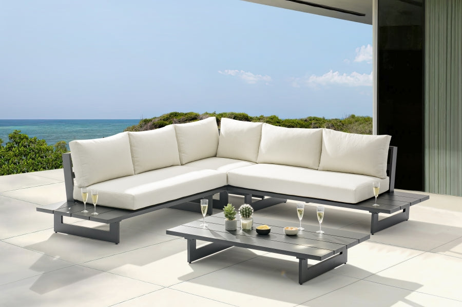 Maldives Cream Waterproof Fabric Outdoor Modular Sectional from Meridian - Luna Furniture