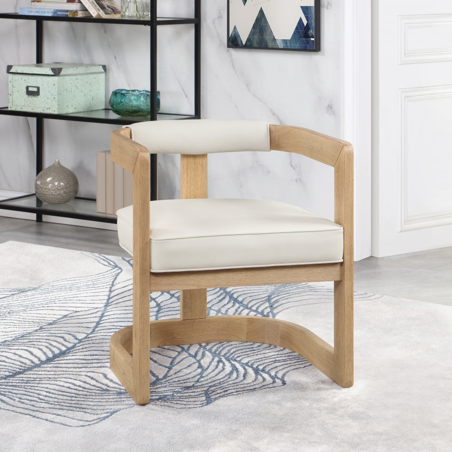 Manchester Cream Faux Leather Dining Chair from Meridian - Luna Furniture