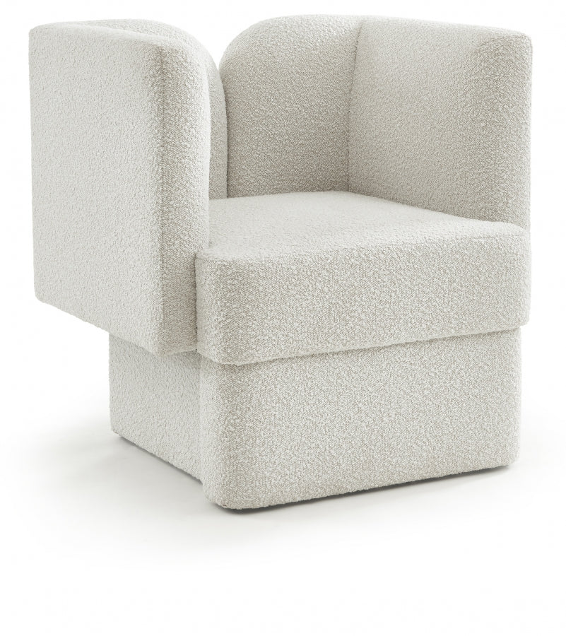 Marcel Cream Boucle Fabric Chair from Meridian - Luna Furniture