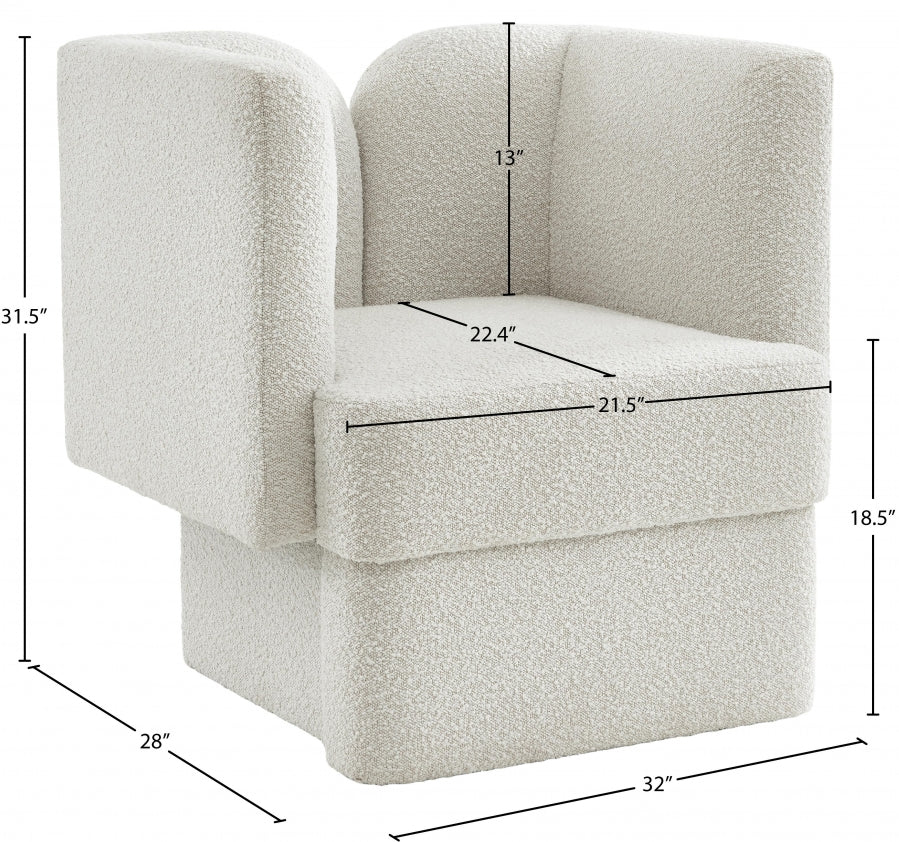 Marcel Cream Boucle Fabric Chair from Meridian - Luna Furniture