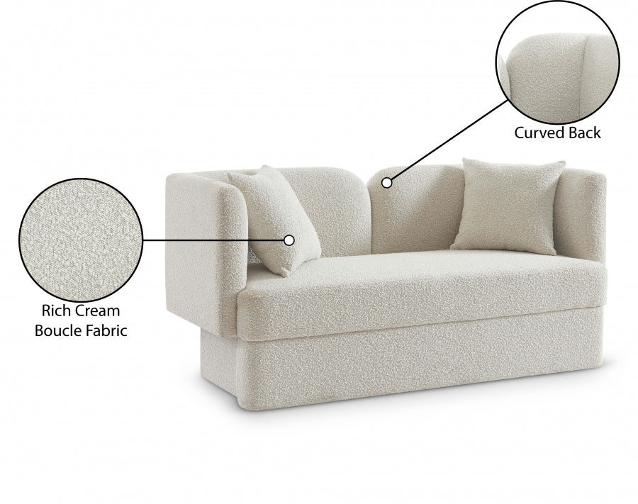 Marcel Cream Boucle Fabric Loveseat from Meridian - Luna Furniture