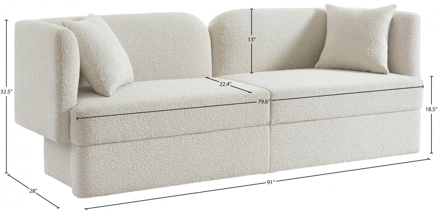 Marcel Cream Boucle Fabric Sofa from Meridian - Luna Furniture