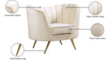 Margo Cream Velvet Chair from Meridian - Luna Furniture