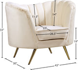 Margo Cream Velvet Chair from Meridian - Luna Furniture