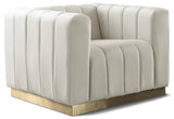 Marlon Cream Velvet Chair from Meridian - Luna Furniture