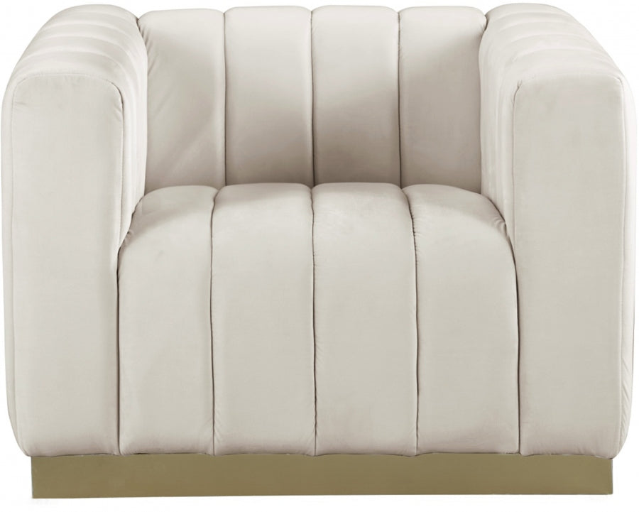 Marlon Cream Velvet Chair from Meridian - Luna Furniture