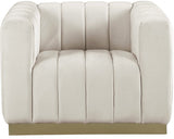 Marlon Cream Velvet Chair from Meridian - Luna Furniture