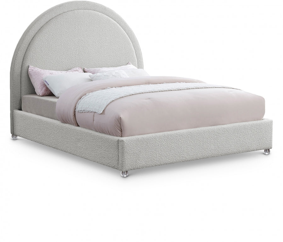 Milo Cream Boucle Fabric Queen Bed from Meridian - Luna Furniture