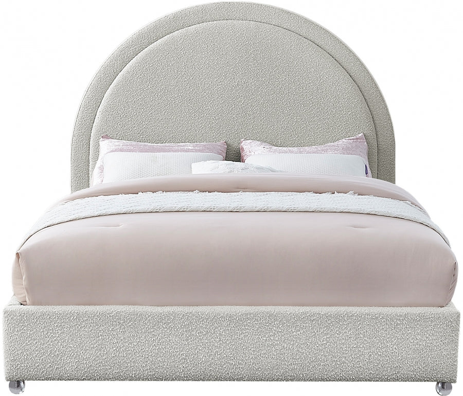 Milo Cream Boucle Fabric Queen Bed from Meridian - Luna Furniture