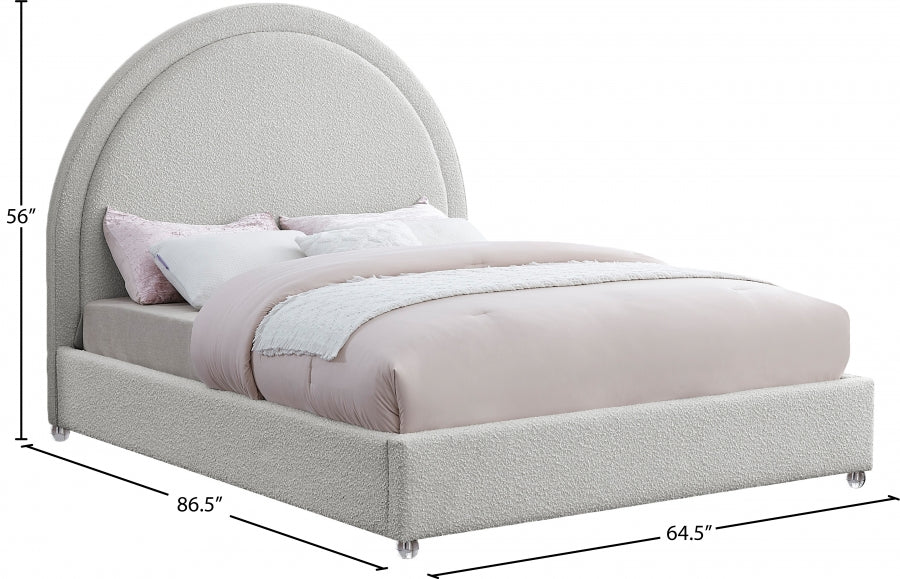 Milo Cream Boucle Fabric Queen Bed from Meridian - Luna Furniture