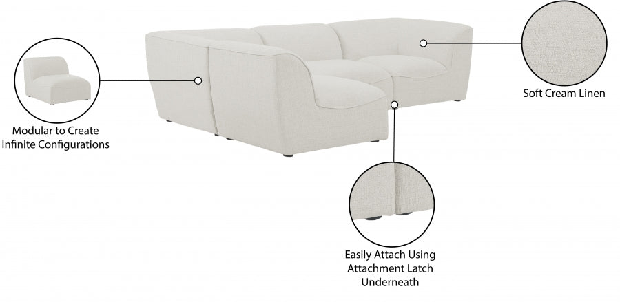 Miramar Cream Modular Sectional from Meridian - Luna Furniture