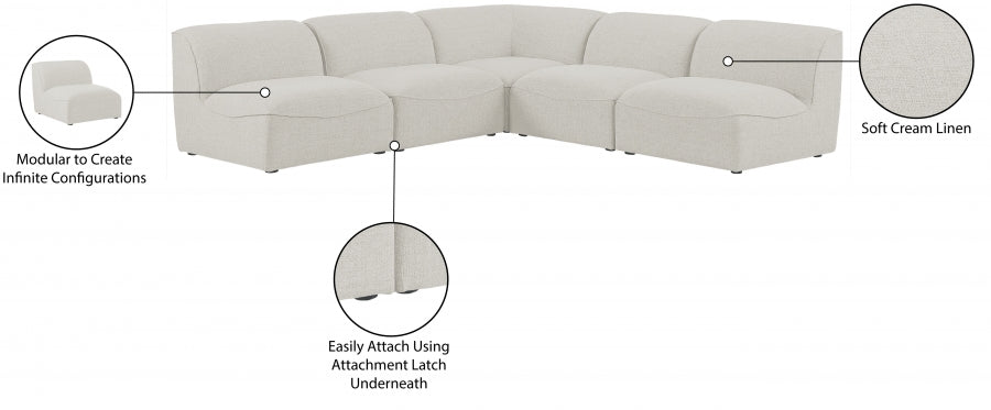 Miramar Cream Modular Sectional from Meridian - Luna Furniture