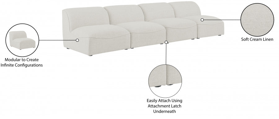 Miramar Cream Modular Sofa from Meridian - Luna Furniture