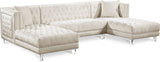 Moda Cream Velvet 3-Piece Sectional from Meridian - Luna Furniture