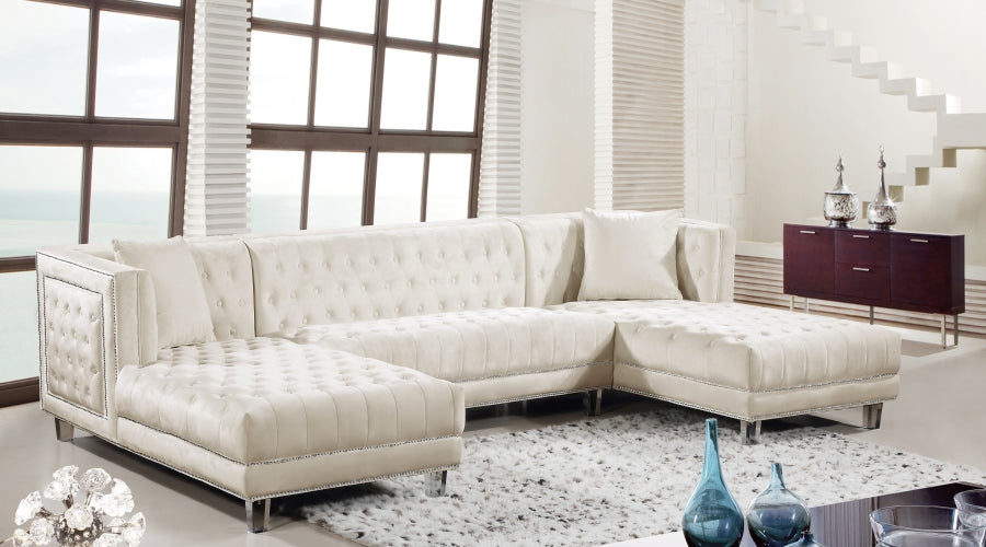 Moda Cream Velvet 3-Piece Sectional from Meridian - Luna Furniture