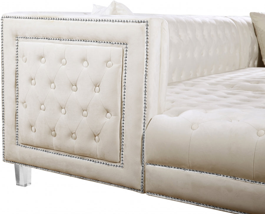 Moda Cream Velvet 3-Piece Sectional from Meridian - Luna Furniture