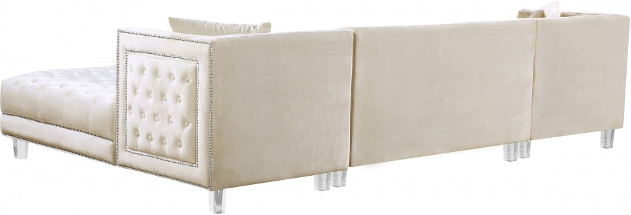 Moda Cream Velvet 3-Piece Sectional from Meridian - Luna Furniture