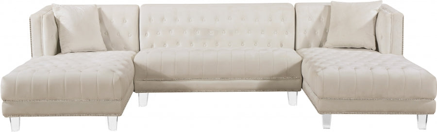 Moda Cream Velvet 3-Piece Sectional from Meridian - Luna Furniture