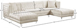 Moda Cream Velvet 3-Piece Sectional from Meridian - Luna Furniture