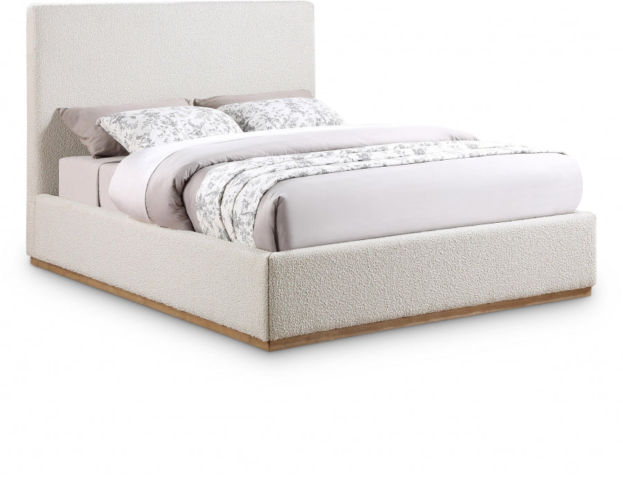 Monaco Cream Boucle Fabric Queen Bed from Meridian - Luna Furniture