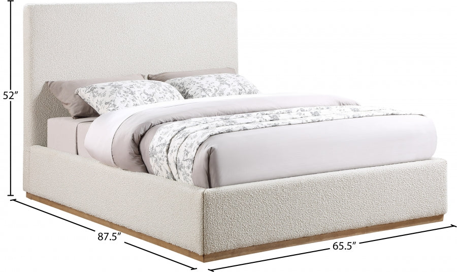 Monaco Cream Boucle Fabric Queen Bed from Meridian - Luna Furniture