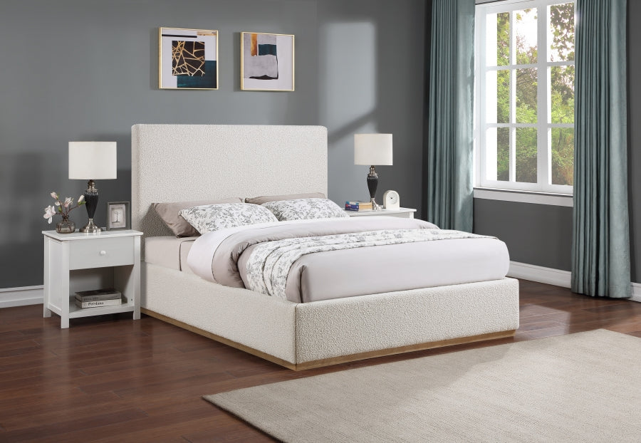 Monaco Cream Boucle Fabric Queen Bed from Meridian - Luna Furniture