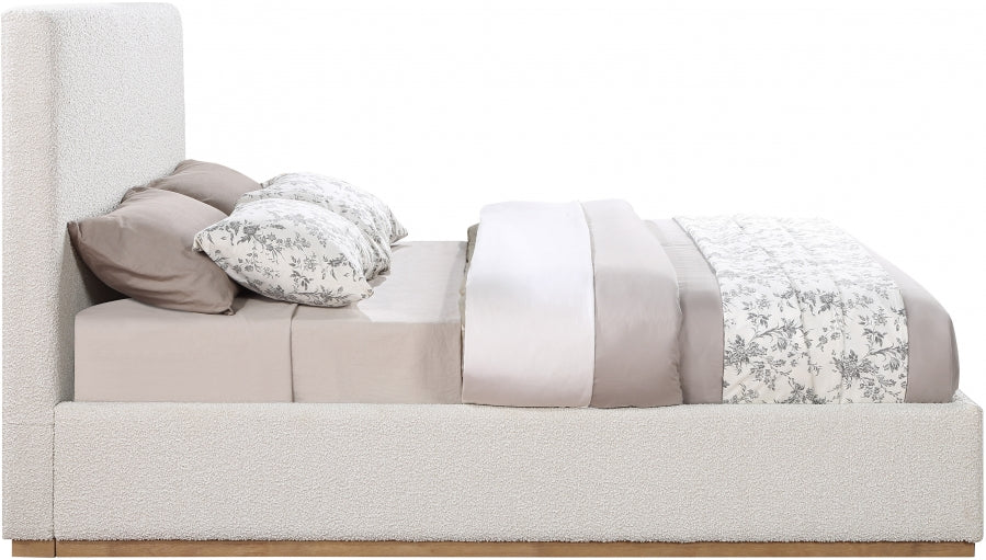 Monaco Cream Boucle Fabric Queen Bed from Meridian - Luna Furniture