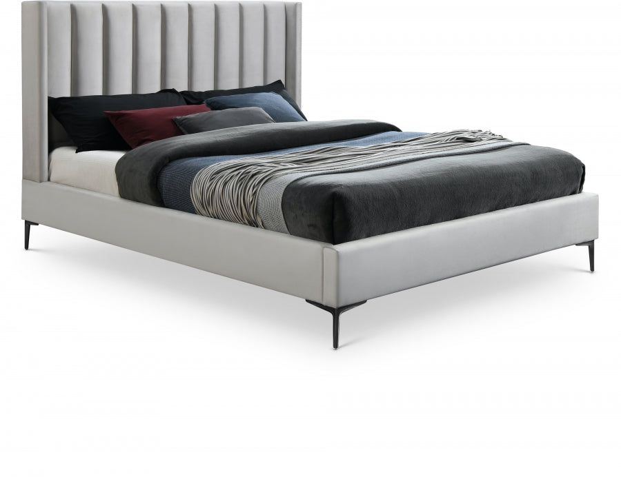 Nadia Cream Velvet Full Bed from Meridian - Luna Furniture