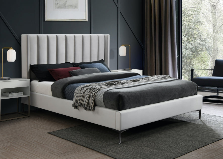 Nadia Cream Velvet Full Bed from Meridian - Luna Furniture