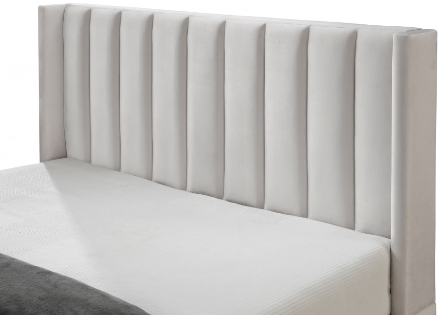 Nadia Cream Velvet Full Bed from Meridian - Luna Furniture