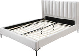 Nadia Cream Velvet Full Bed from Meridian - Luna Furniture