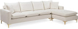 Naomi Cream Velvet Reversible Sectional from Meridian - Luna Furniture