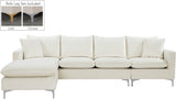 Naomi Cream Velvet Reversible Sectional from Meridian - Luna Furniture