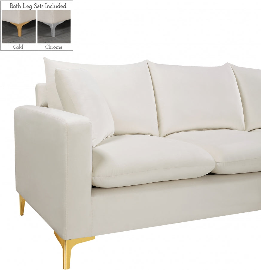 Naomi Cream Velvet Reversible Sectional from Meridian - Luna Furniture