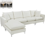 Naomi Cream Velvet Reversible Sectional from Meridian - Luna Furniture