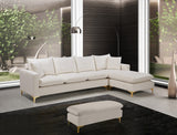 Naomi Cream Velvet Reversible Sectional from Meridian - Luna Furniture