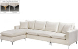 Naomi Cream Velvet Reversible Sectional from Meridian - Luna Furniture