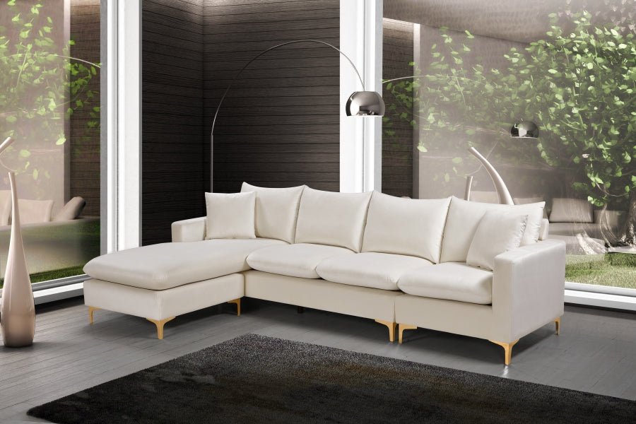 Naomi Cream Velvet Reversible Sectional from Meridian - Luna Furniture