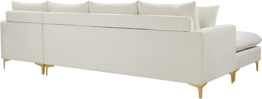 Naomi Cream Velvet Reversible Sectional from Meridian - Luna Furniture