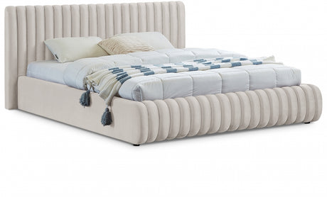 Cream Nico Velvet Full Bed from Meridian - Luna Furniture