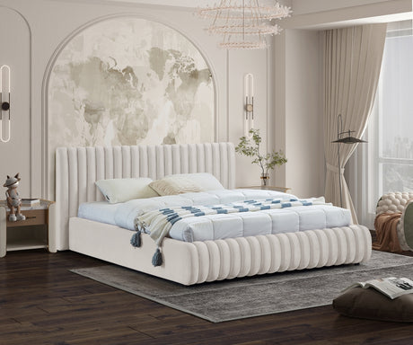 Cream Nico Velvet Full Bed from Meridian - Luna Furniture